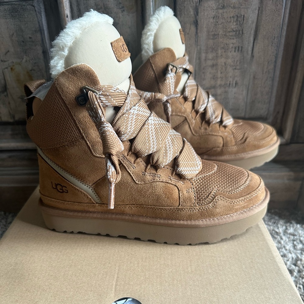 UGG HIGHMEL CHESTNUT SUEDE AND CANVAS SNEAKER BOOTS US 9/ EU 40/ UK 7